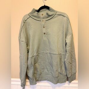 Women's Sage Snap-Button Funnel Neck Pullover Hoodie
